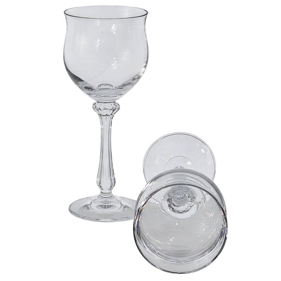 2 Mikasa Ardmore Wine Glasses 8" ribbed stem fine crystal fluted rim Germany - Picture 3 of 8